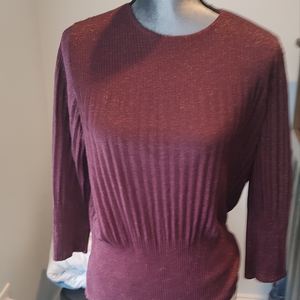 Burgundy metallic pullover sweater size M
